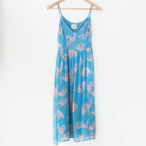 Ottod'Ame Floral Print V Neck Spaghetti Strap Midi Length Sun Dress
